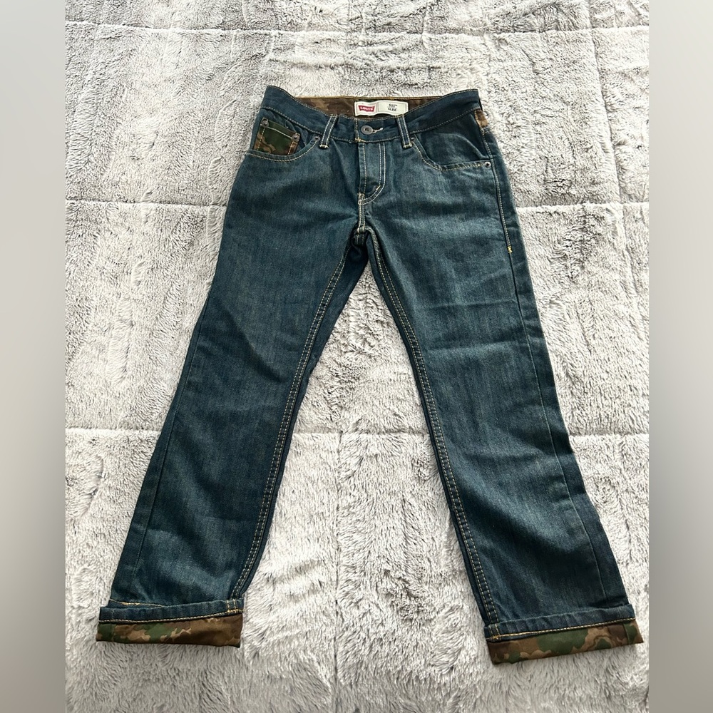 NEW KIDS LEVI'S 511 SLIM FIT LIGHTWEIGHT DENIM JEANS Sz 8 CAMO 24W x 22L  W61CM